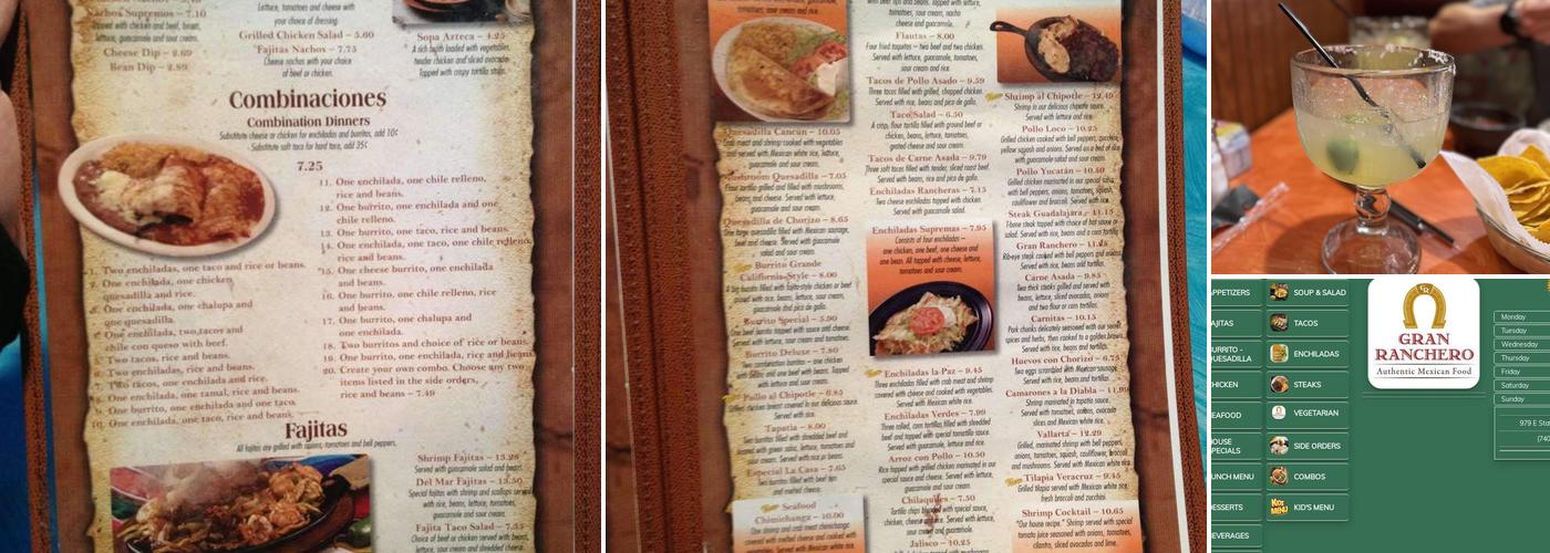 Gran Ranchero Menu