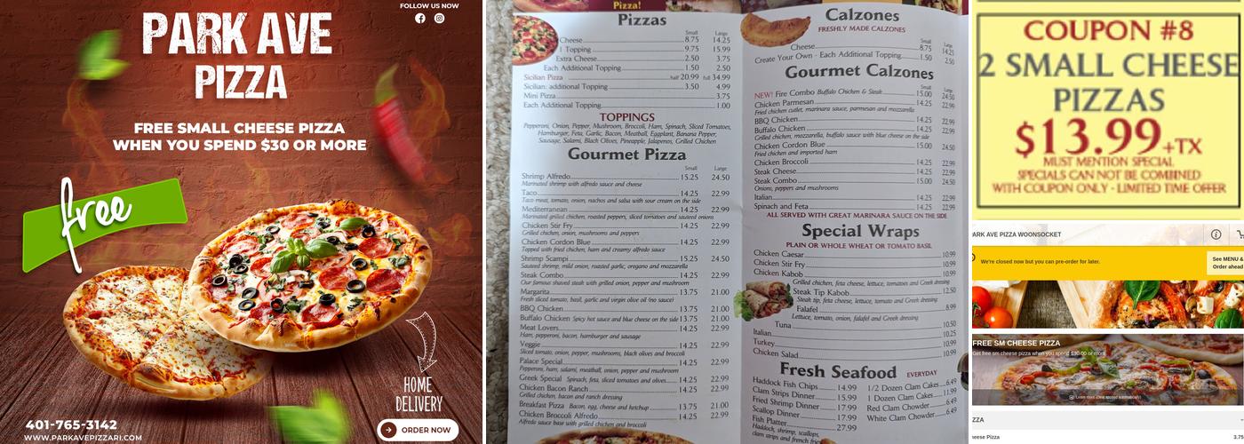 Park Ave Pizza Woonsocket Menu