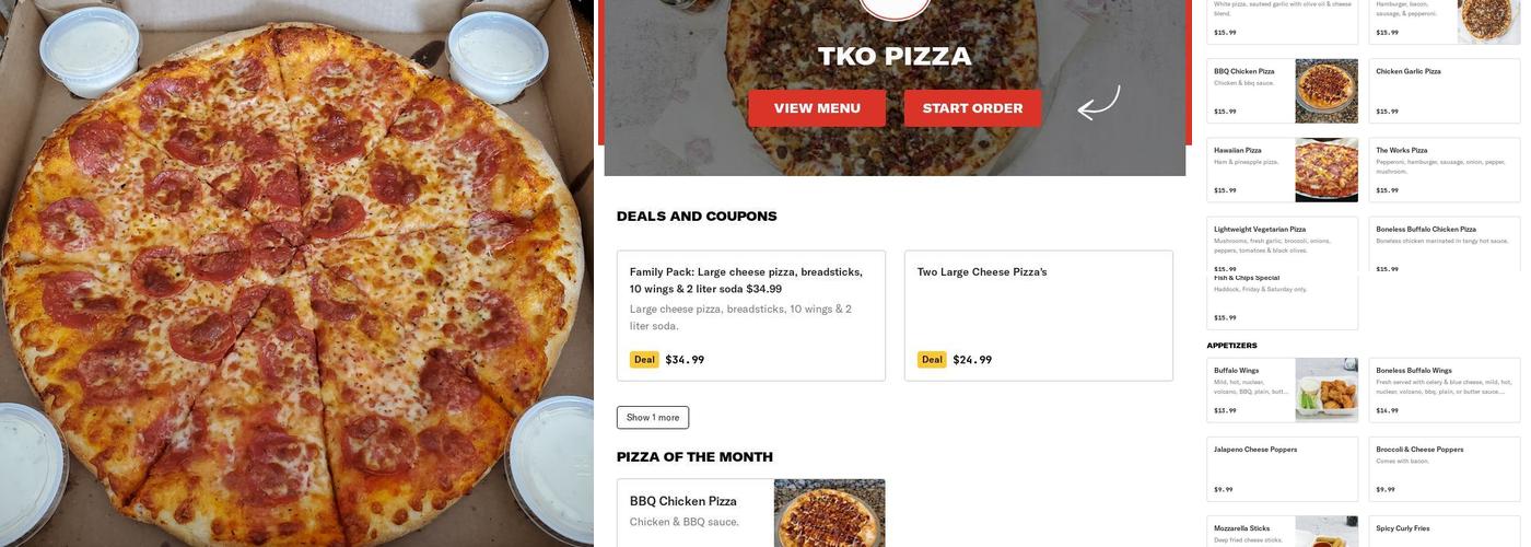 TKO Pizza Menu