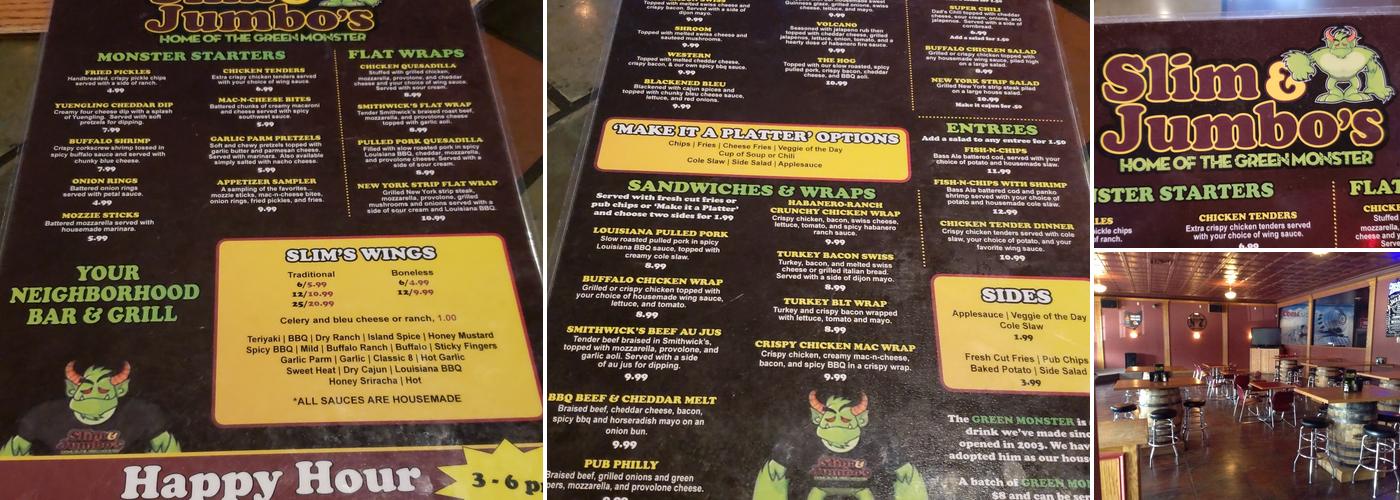 Slim & Jumbo's Menu