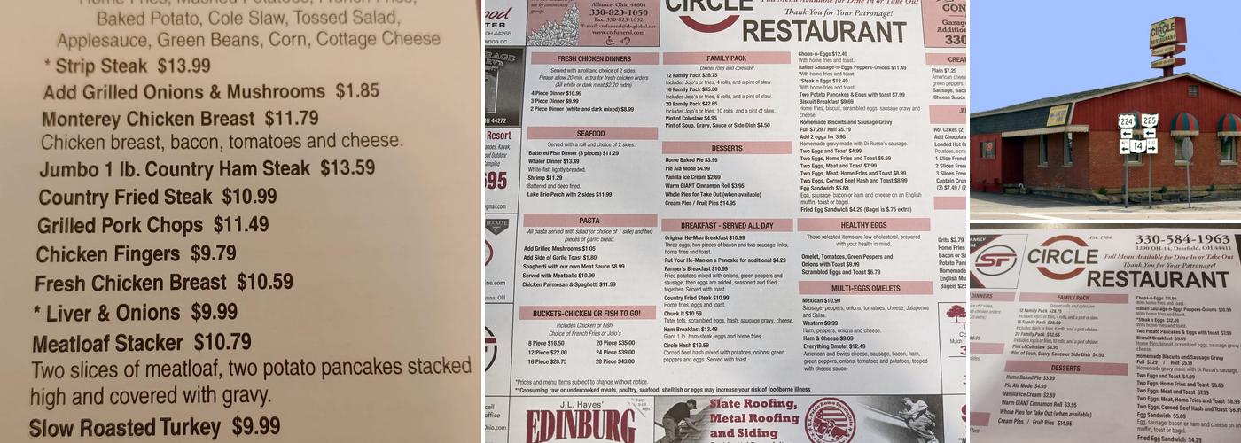 Circle Restaurant Menu