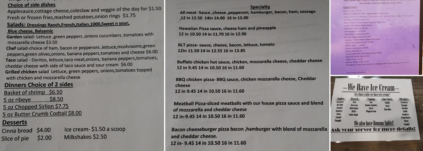 Riviera Pizza Menu