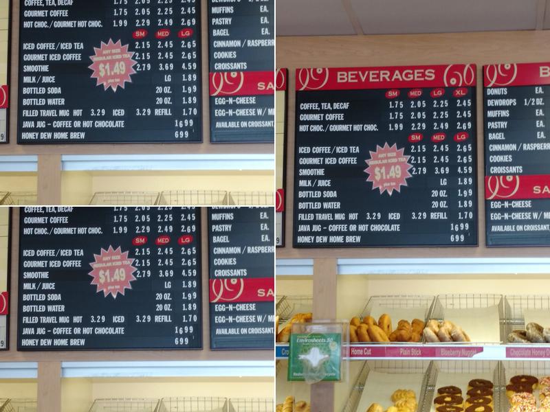 Honey Dew Donuts Menu