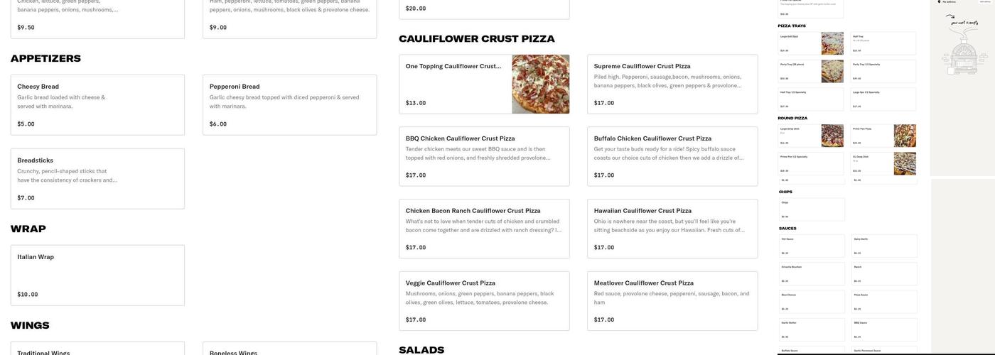 Wally's Pizza Menu
