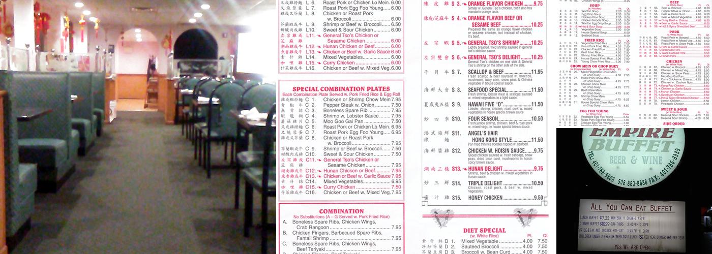 Empire Buffet Menu