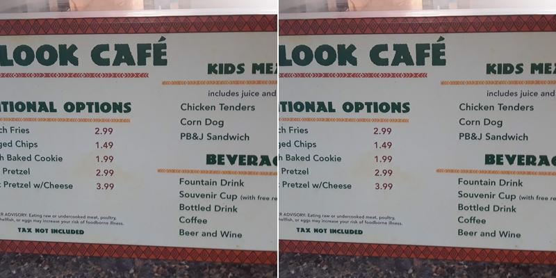 The Overlook Cafe and Gift Shop Menu