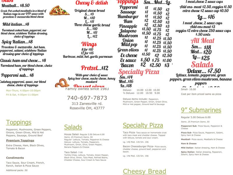 Old Town Pizza Menu