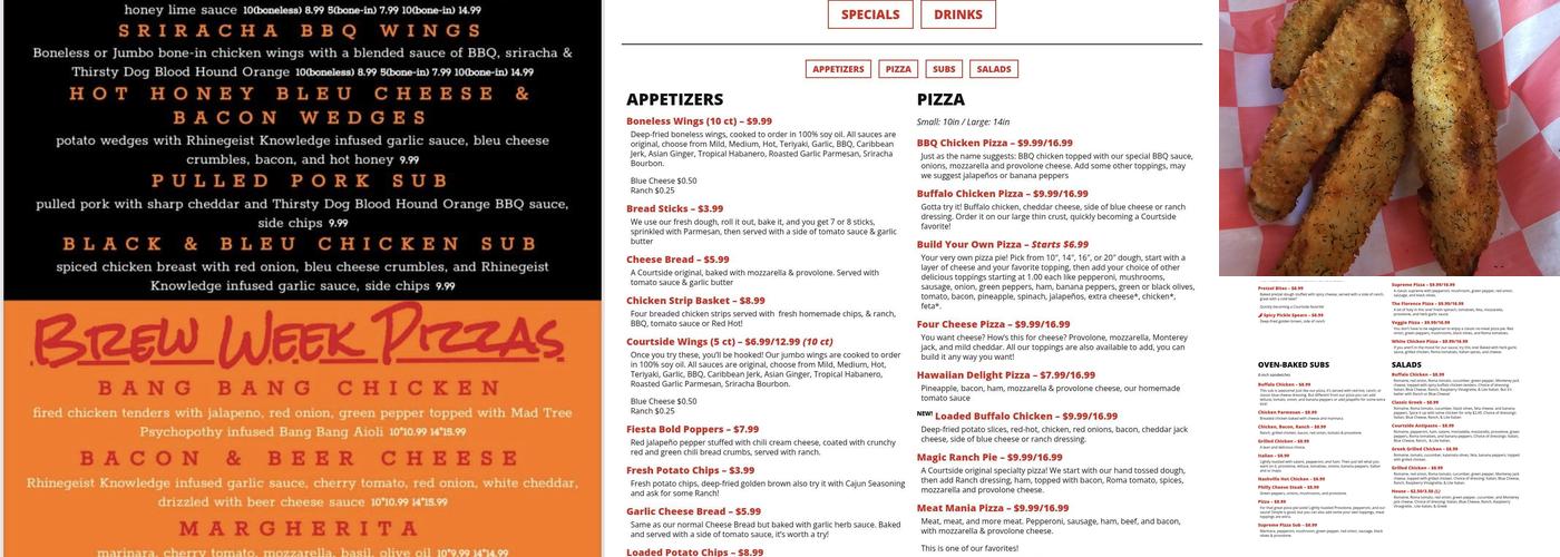 Courtside Pizza Menu