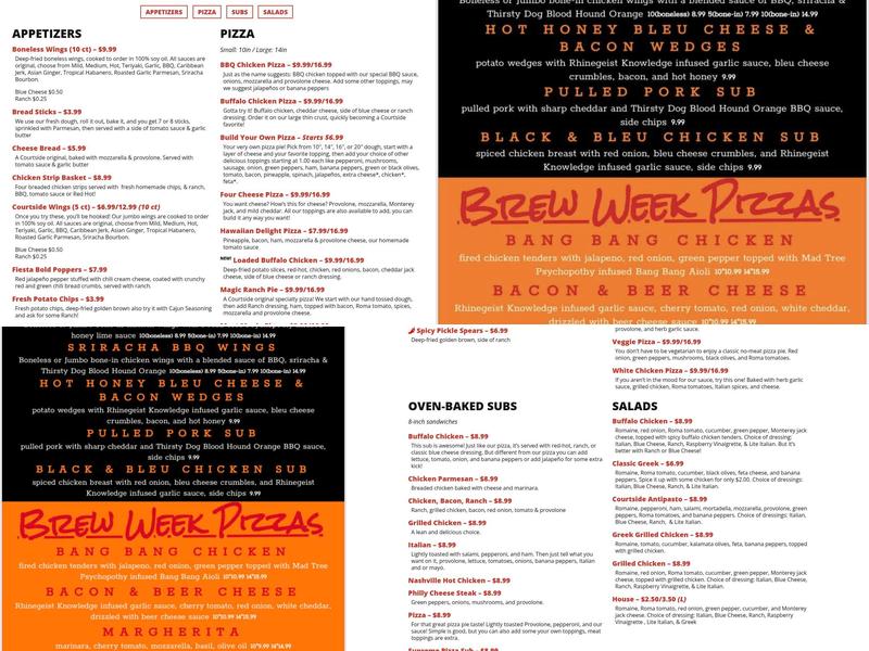 Courtside Pizza Menu