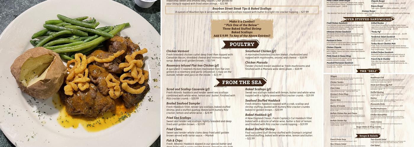 Grumpy's Restaurant Menu