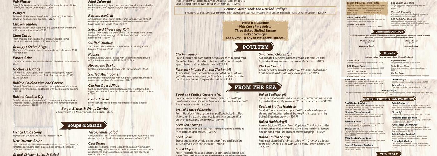 Grumpy's Restaurant Menu