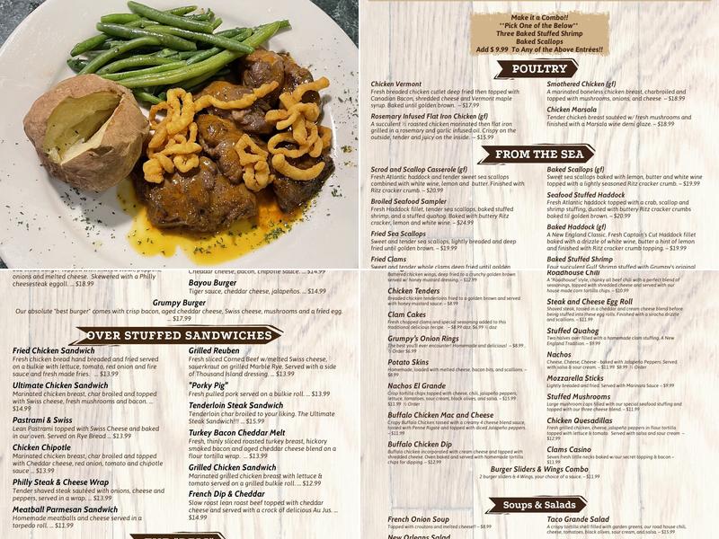 Grumpy's Restaurant Menu