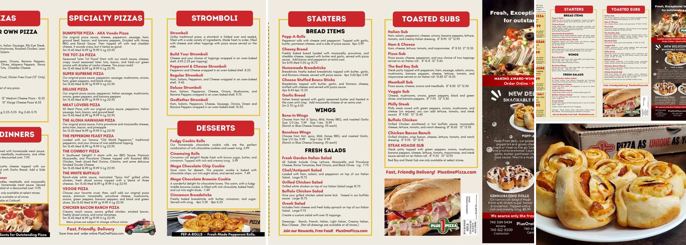 Plus 1 Pizza Menu