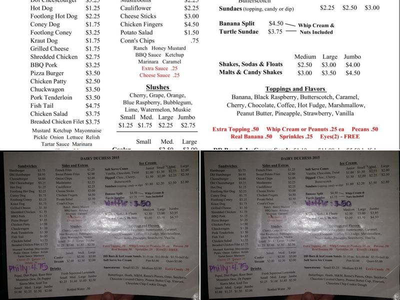 Dairy Duchess Menu
