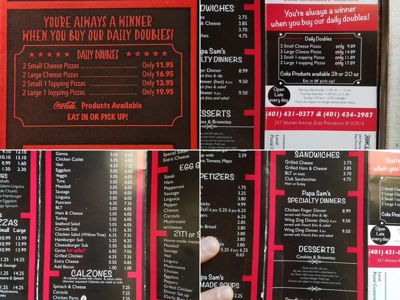 Papa Sam's Pizza Menu
