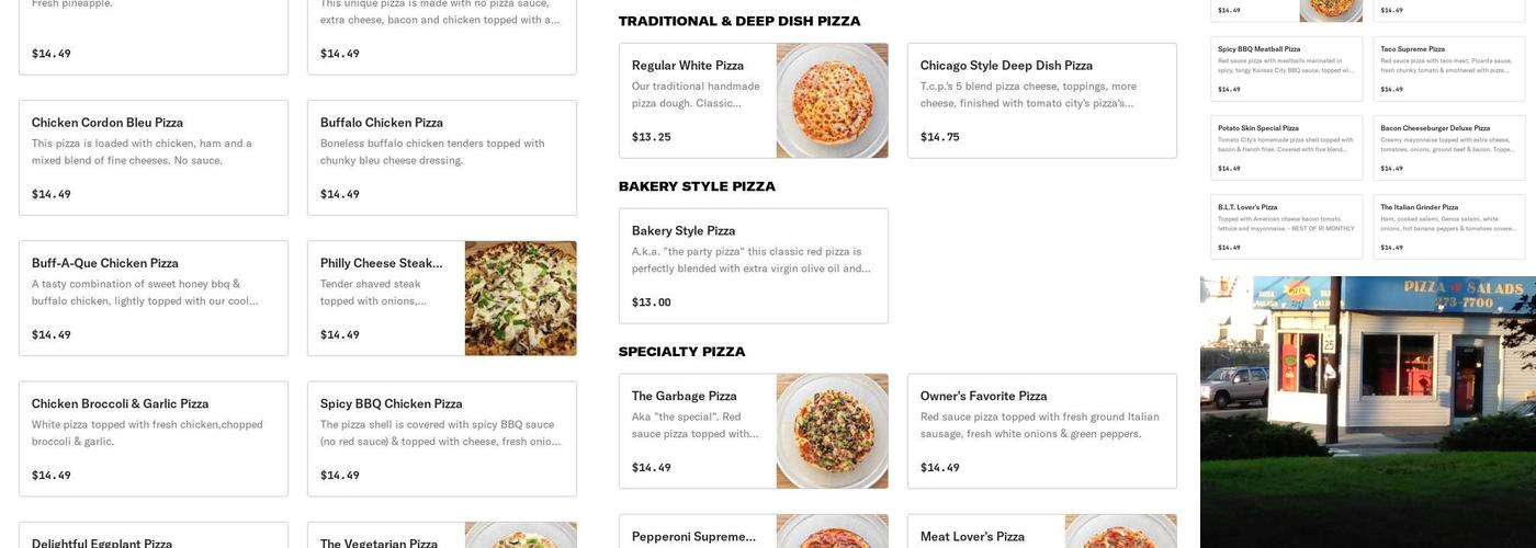 Tomato City Pizza Menu