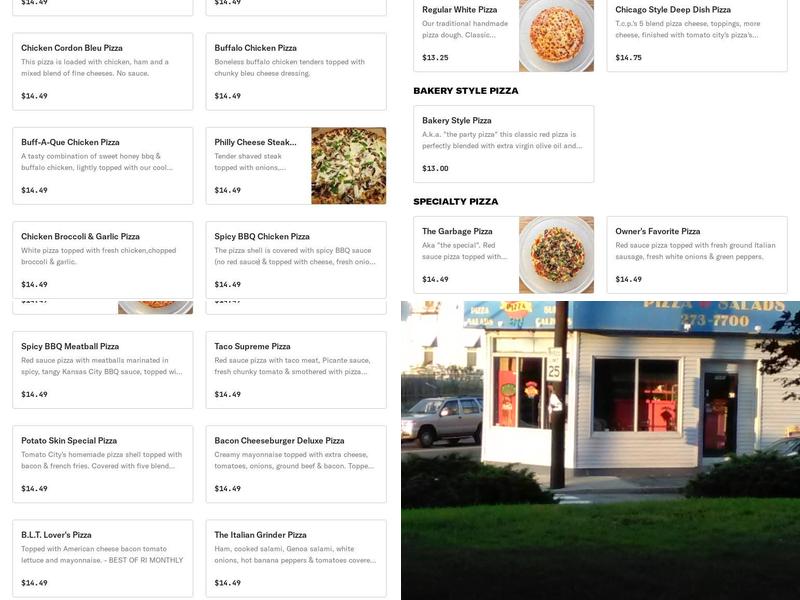 Tomato City Pizza Menu