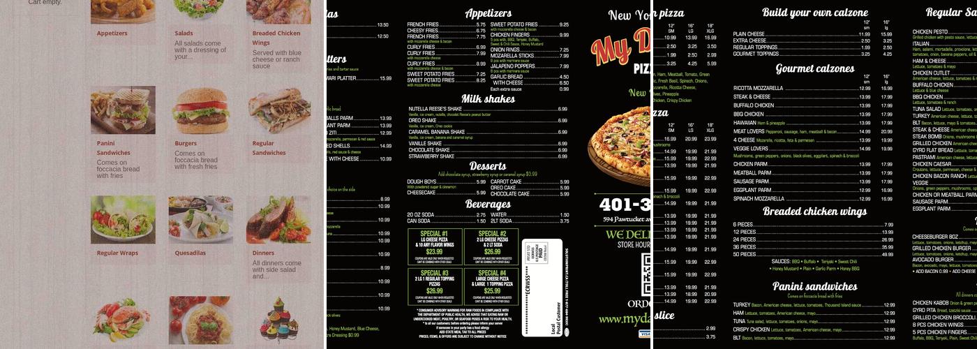 My Daddy's Pizza and Grill Menu