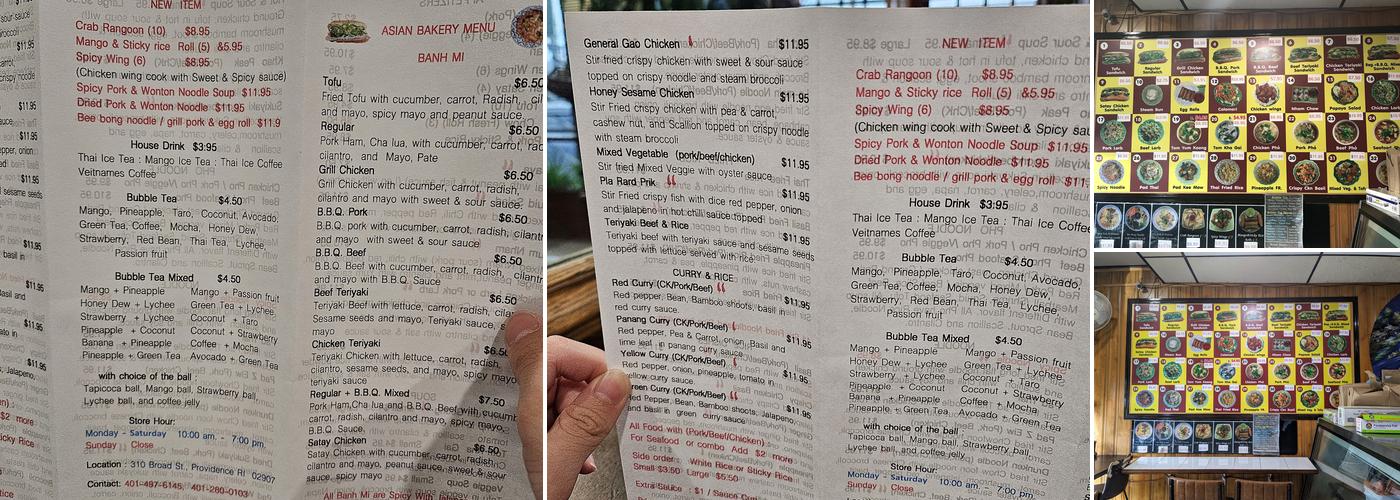 Asian Bakery & Fast Food Menu