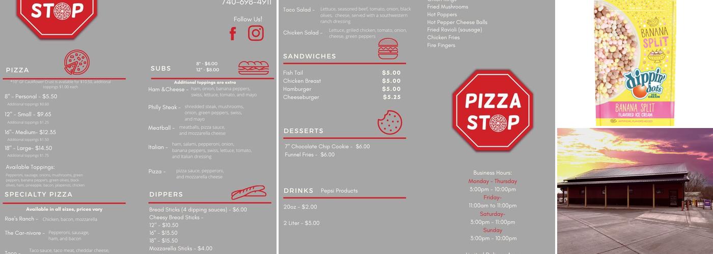 Pizza Stop Thru Menu