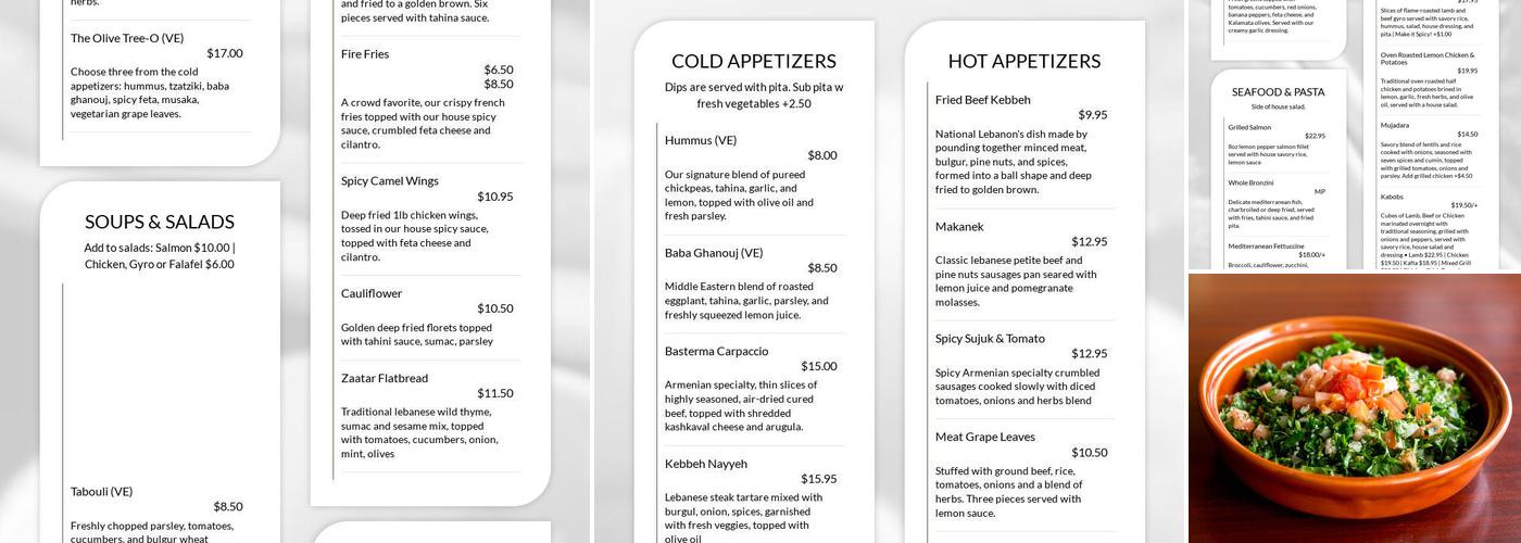 The Olive Tree Lebanese & Mediterranean Cafe Menu