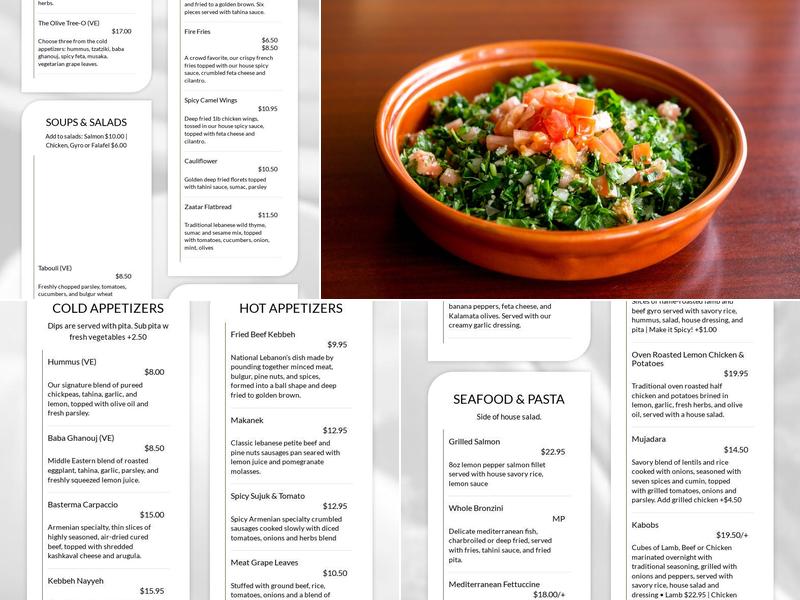 The Olive Tree Lebanese & Mediterranean Cafe Menu