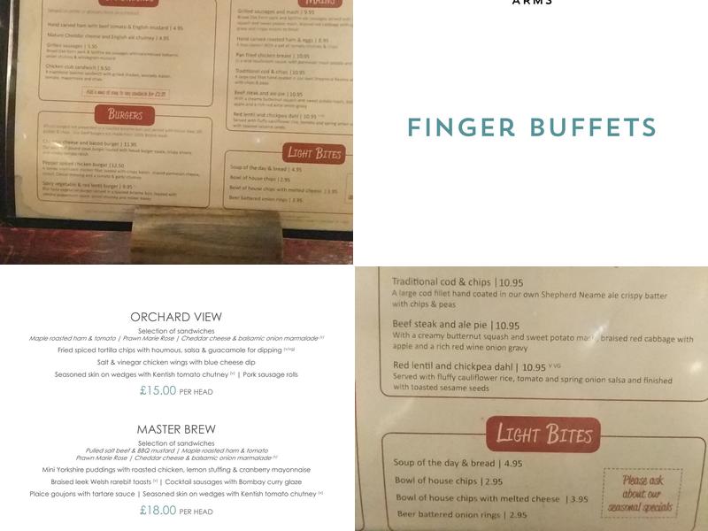 Bricklayers Arms Menu