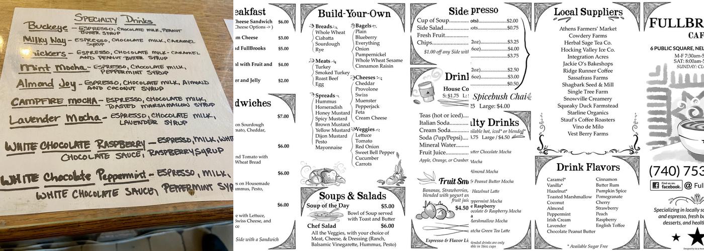 FullBrooks Cafe Menu
