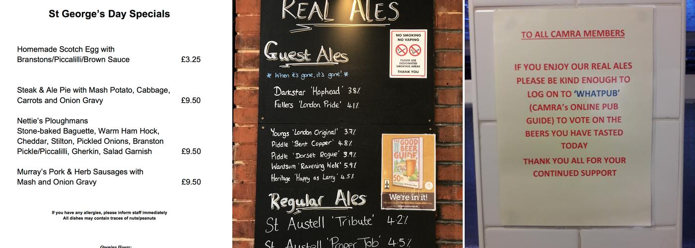 The Bricklayers Arms Menu