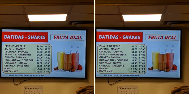 Frias Fruteria Cafeteria Menu