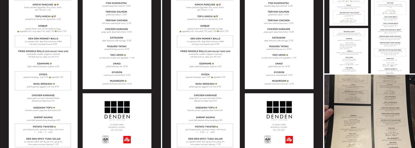 Den Den Café Asiana Menu