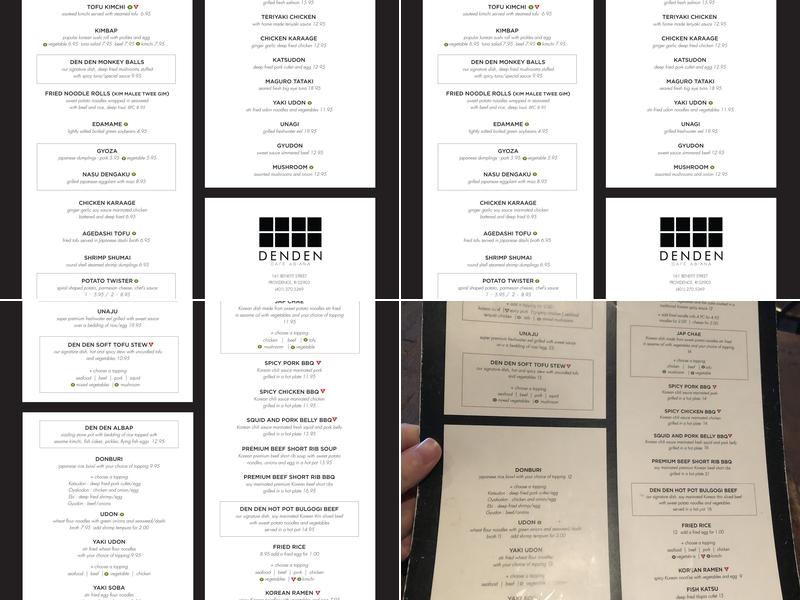 Den Den Café Asiana Menu