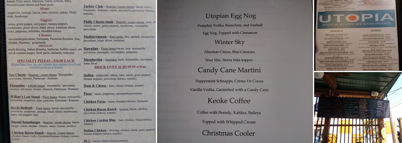 Utopia Brick Oven Restaurant Menu