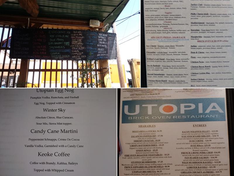 Utopia Brick Oven Restaurant Menu