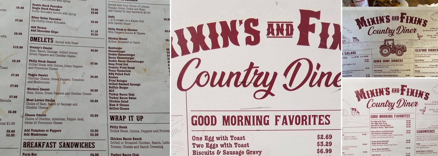 Mixin’s N Fixin’s Country Diner Menu