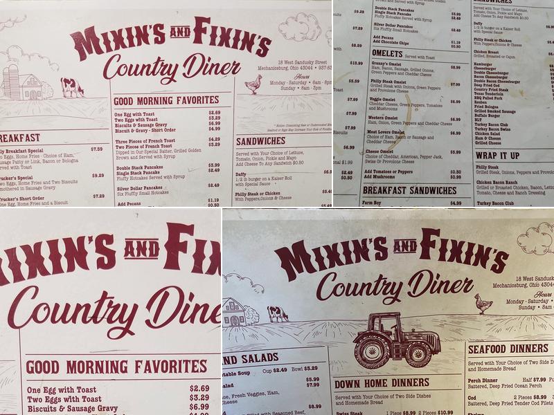 Mixin’s N Fixin’s Country Diner Menu