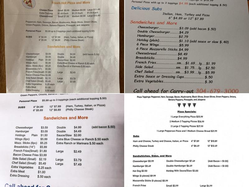 Back Roads Pizza 2 Menu