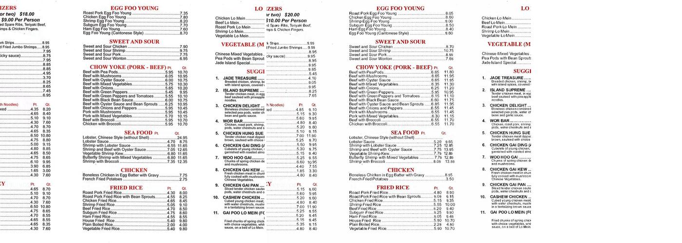 Jade Island Restaurant Menu
