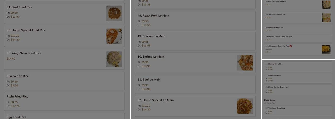 Ming River Menu