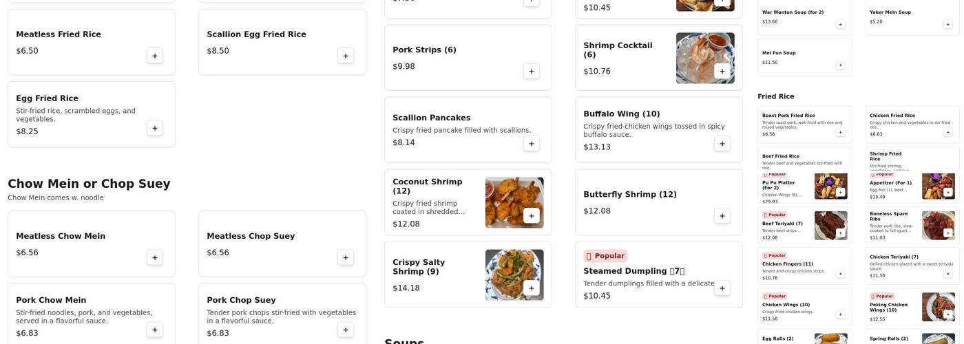 Dragon Villa Menu