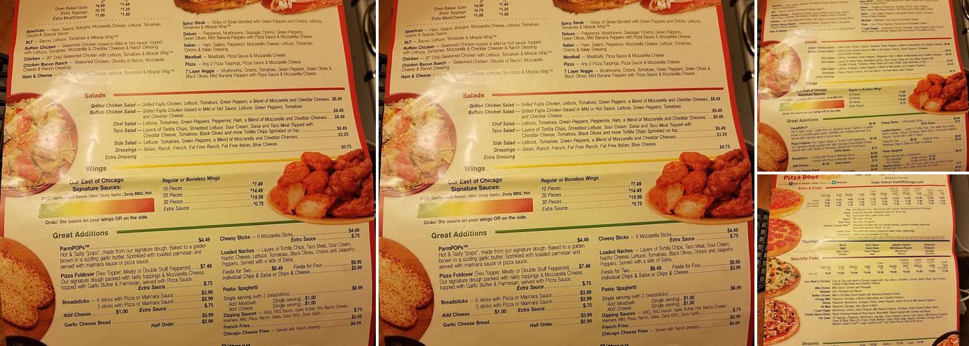 East of Chicago Pizza Menu