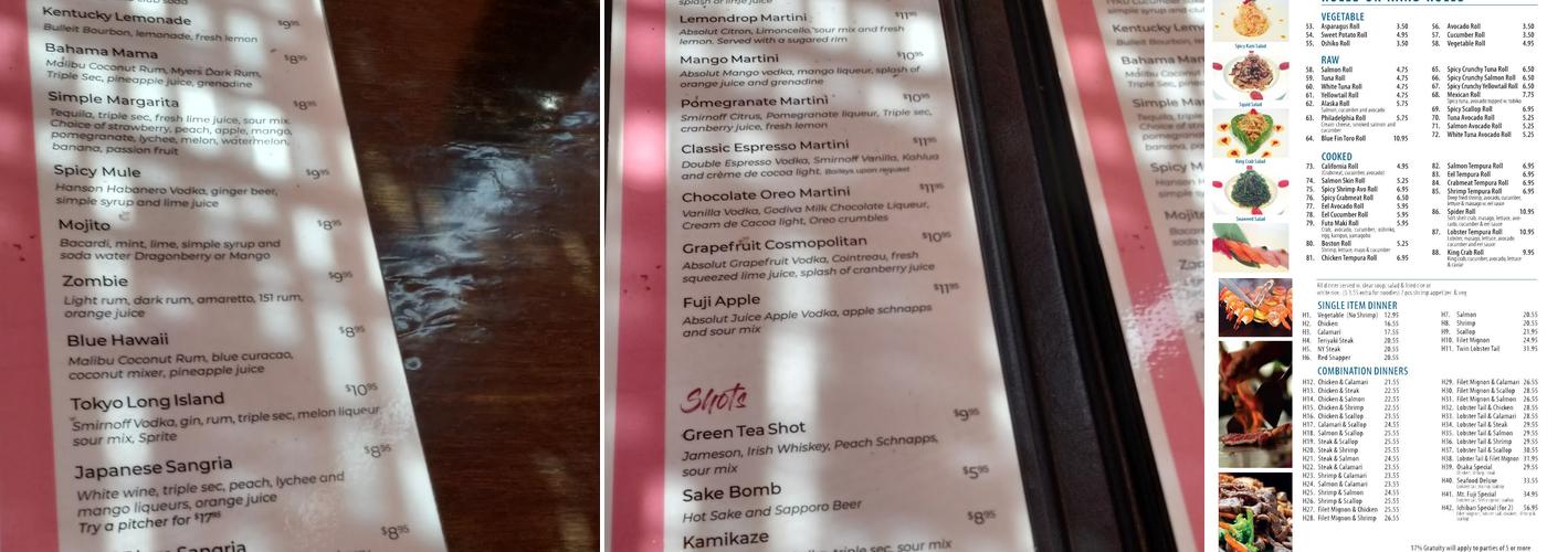 Mt. Fuji Japanese Steakhouse Menu