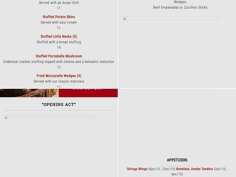 Strings Bar & Grill Menu