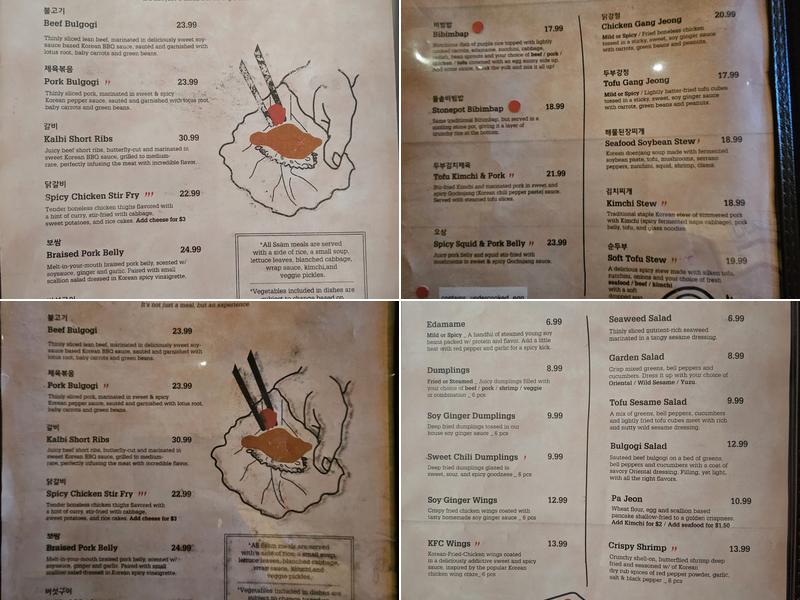 Mokban Korean Bistro Menu