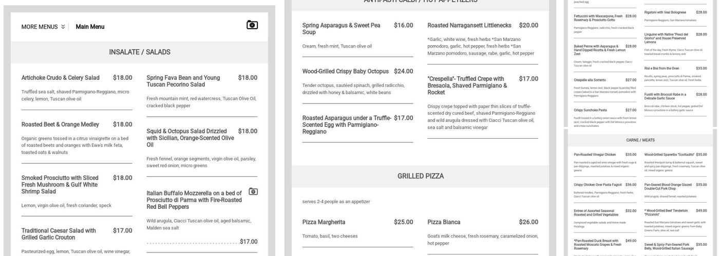 Bacaro Menu