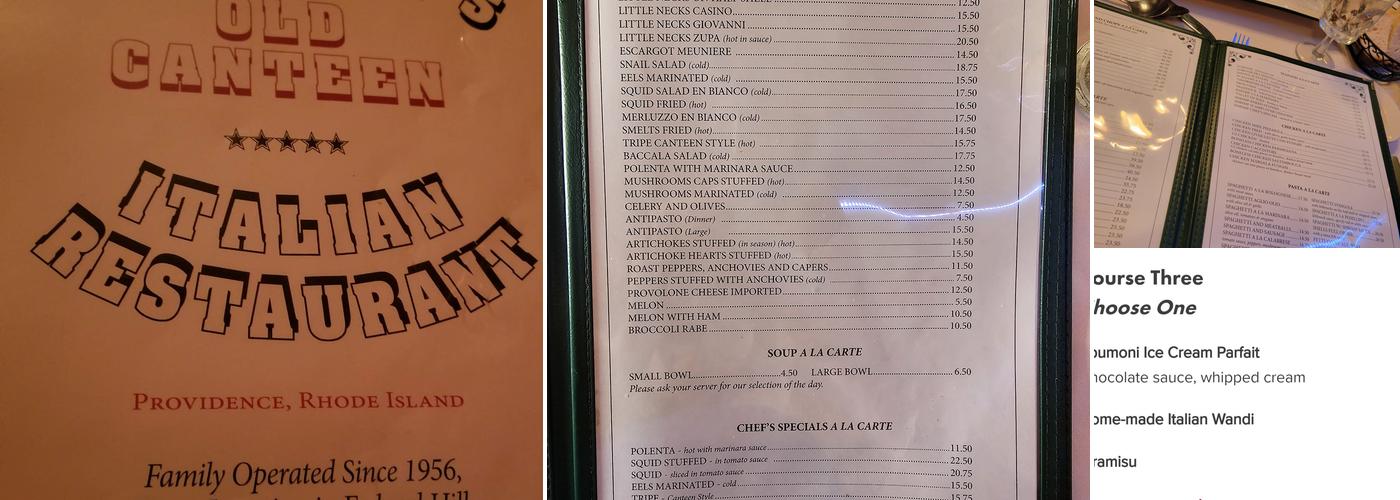 Joe Marzilli's Old Canteen Italian Restaurant Menu