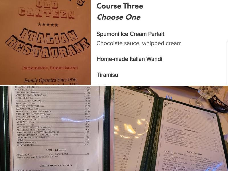 Joe Marzilli's Old Canteen Italian Restaurant Menu