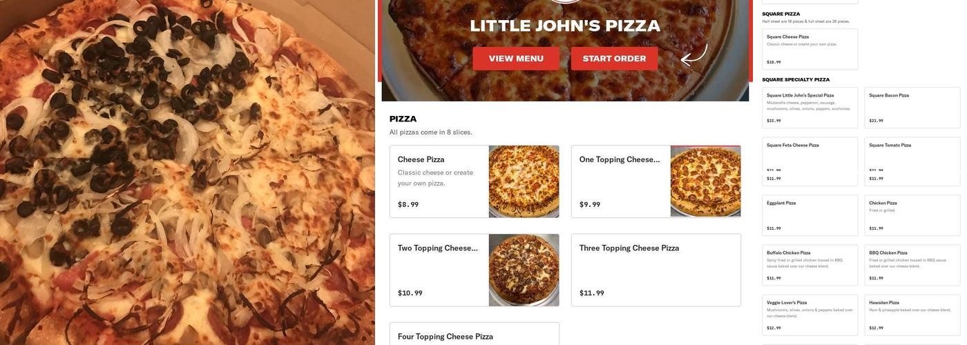 Little John's Pizza Menu
