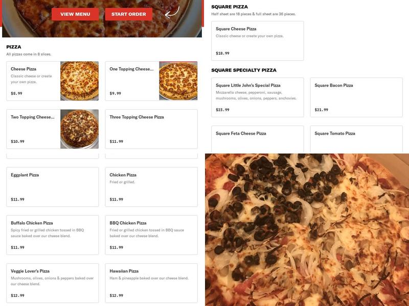 Little John's Pizza Menu