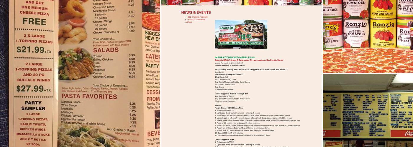 Ronzio Pizza Menu